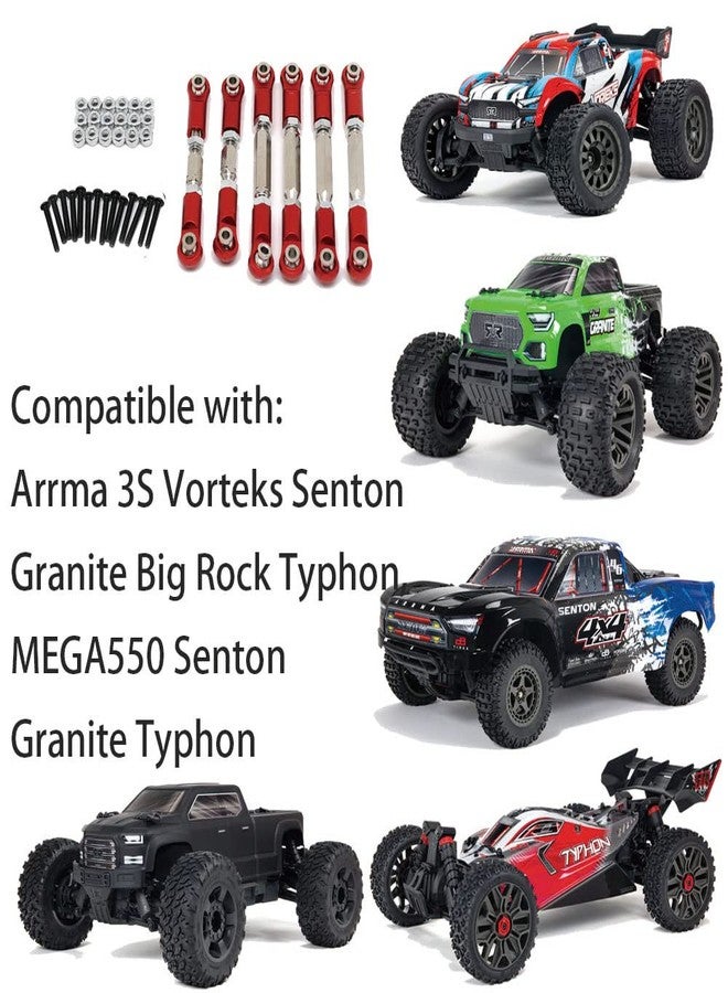 6 قطع من وصلات التوجيه القابلة للتعديل لسيارات Arrma 3S Vorteks Senton Granite Big Rock Typhon (أحمر) - Image 2